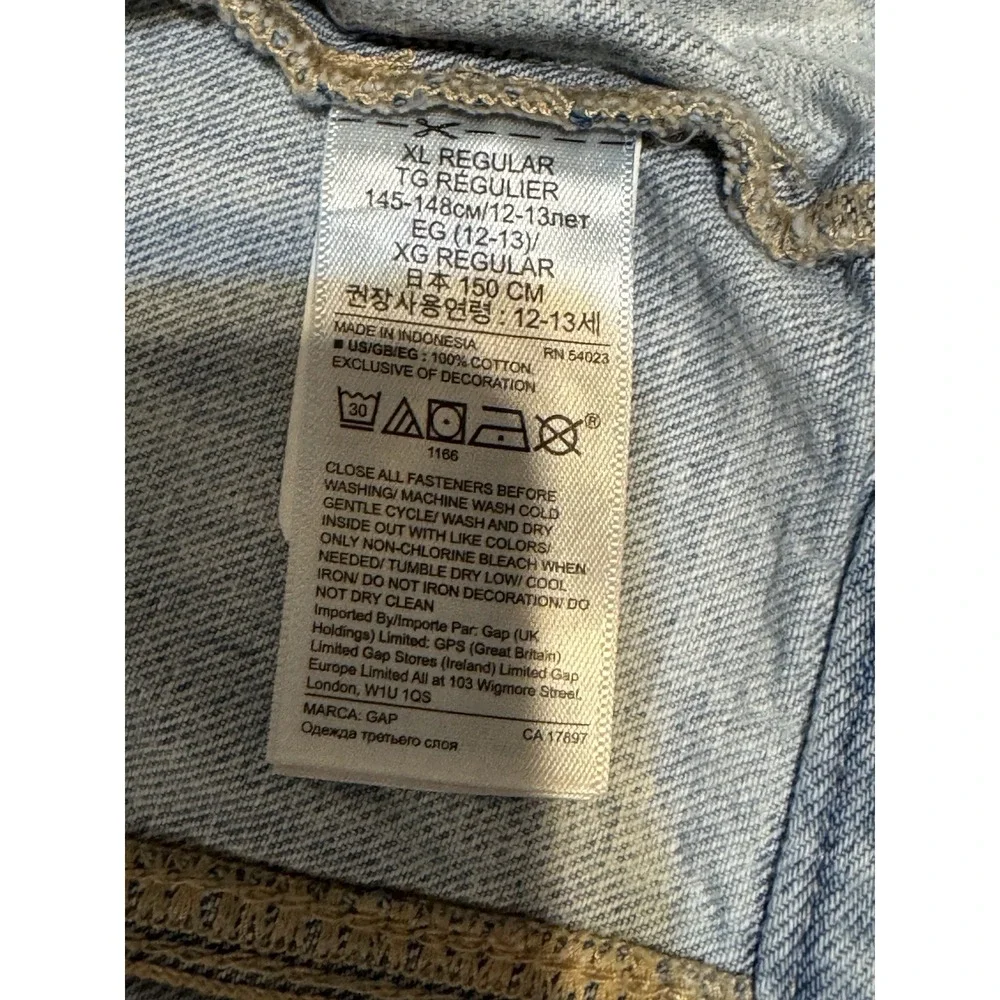 Gap Kids XL Emoji Patch Denim Jacket Light Wash Girl‎ 12-13Y Sequin Fun SPR18